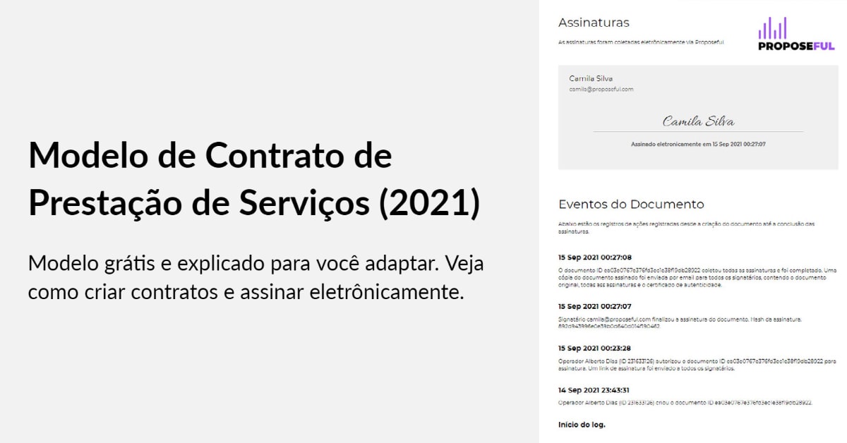 Contrato de Prestação de Serviços: Modelo Grátis e Como Assinar  Eletrônicamente (2021) - Proposeful